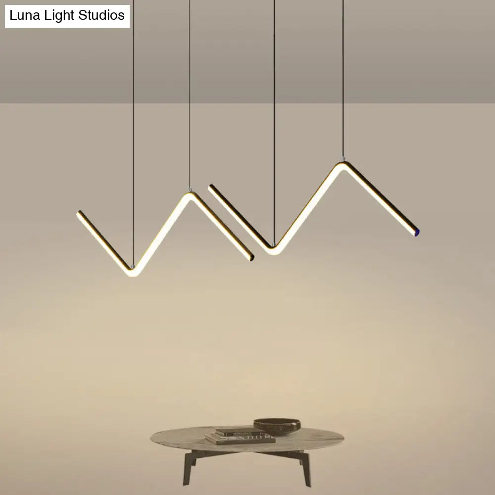 Modern Z-Shaped Led Pendant Light For Restaurants - Minimalist Aluminum Fixture
