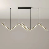Modern Zigzag Metal Hanging Lamp - Black/Gold Led Island Pendant In Warm/White Light For Dining Room