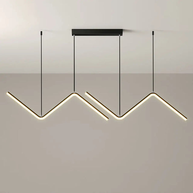 Modern Zigzag Metal Hanging Lamp - Black/Gold Led Island Pendant In Warm/White Light For Dining Room