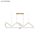 Modern Zigzag Metal Hanging Lamp - Black/Gold Led Island Pendant In Warm/White Light For Dining Room