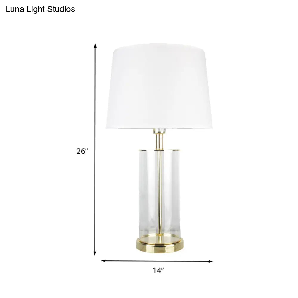 Modernism Desk Lamp With Tapered White Drum Shade