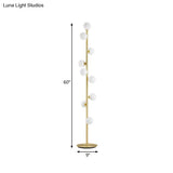 Modernism Modo Shade Floor Light - White Glass 9-Head Lamp In Gold For Living Room Reading