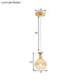 Modernism Pendant Lamp With Crystal-Encrusted Shade And Gold Ball Design