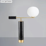 Modernist 1-Bulb Black Nightstand Lamp With Milk Glass Shade & Reading Light
