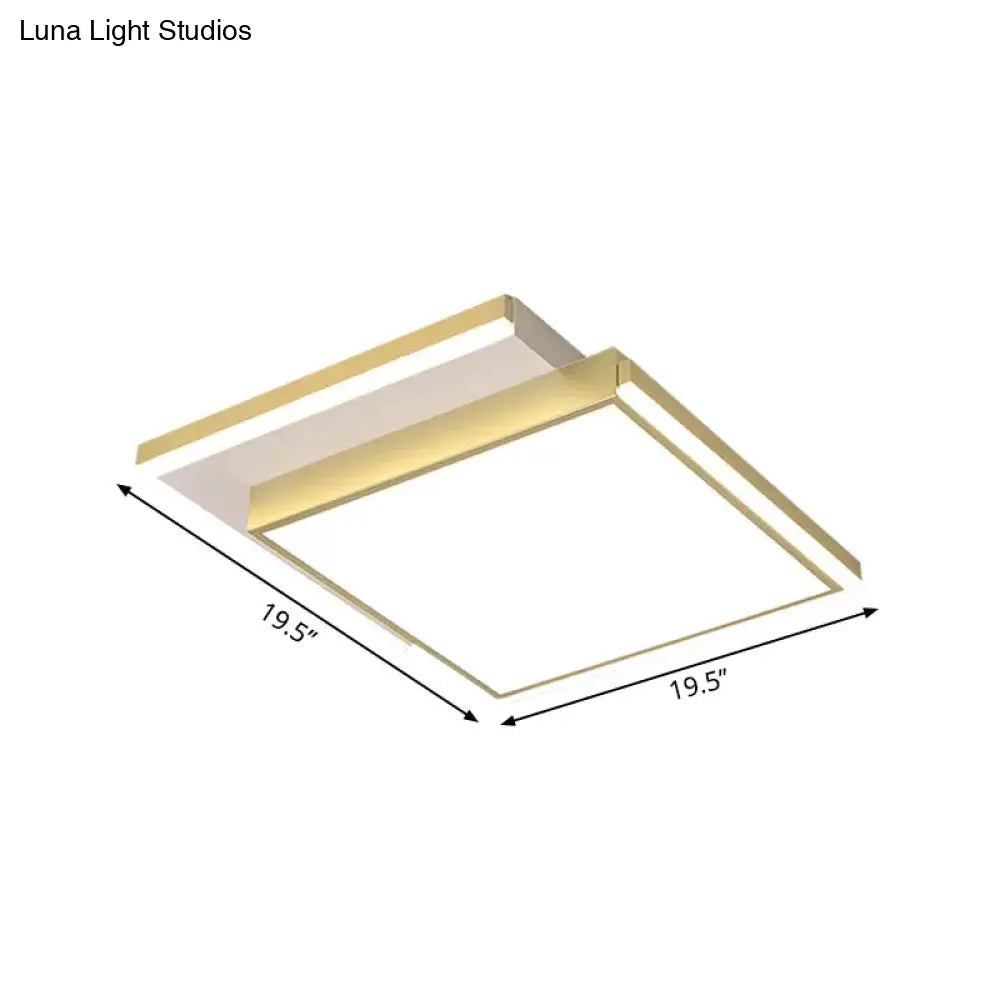 Modernist 2 - Tier Square Metal Led Flush Mount Ceiling Light In Gold - 16’/19.5’ Width For