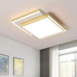 Modernist 2 - Tier Square Metal Led Flush Mount Ceiling Light In Gold - 16’/19.5’ Width For