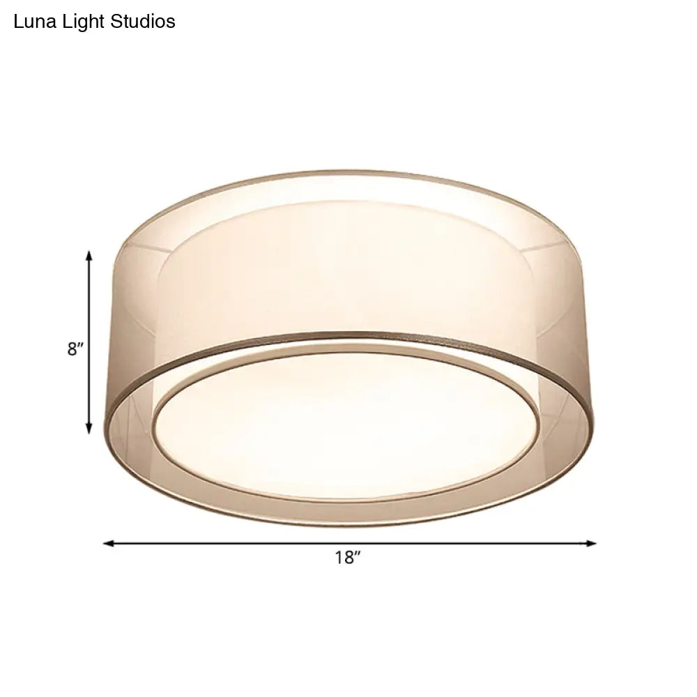 Modernist 4-Light Fabric Flush Mount For Bedroom - 18’/19.5’ Wide Drum Silver/Coffee Light Fixture