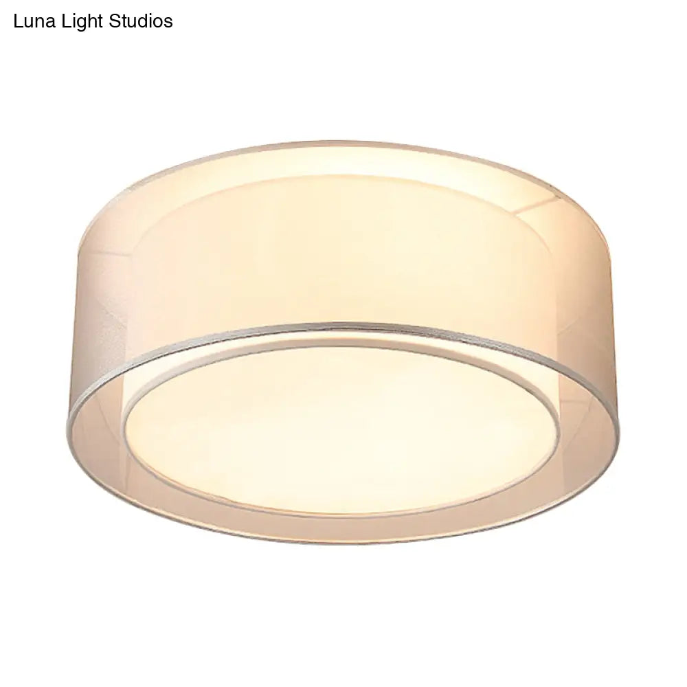 Modernist 4-Light Fabric Flush Mount For Bedroom - 18’/19.5’ Wide Drum Silver/Coffee Light Fixture