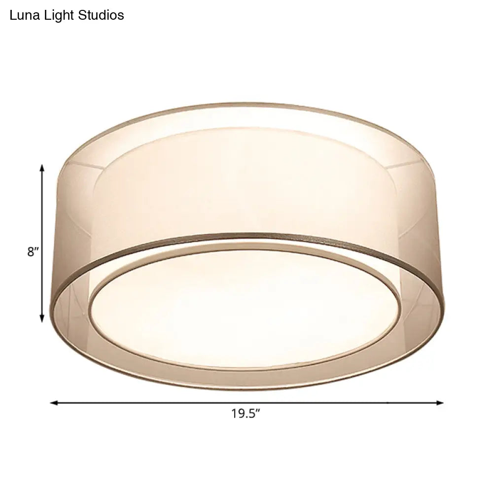 Modernist 4-Light Fabric Flush Mount For Bedroom - 18’/19.5’ Wide Drum Silver/Coffee Light Fixture