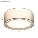 Modernist 4-Light Fabric Flush Mount For Bedroom - 18’/19.5’ Wide Drum Silver/Coffee Light Fixture