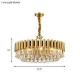 Modernist 4-Tier Crystal Chandelier Lamp - Golden Pendant Lighting Fixture 8/12 Lights