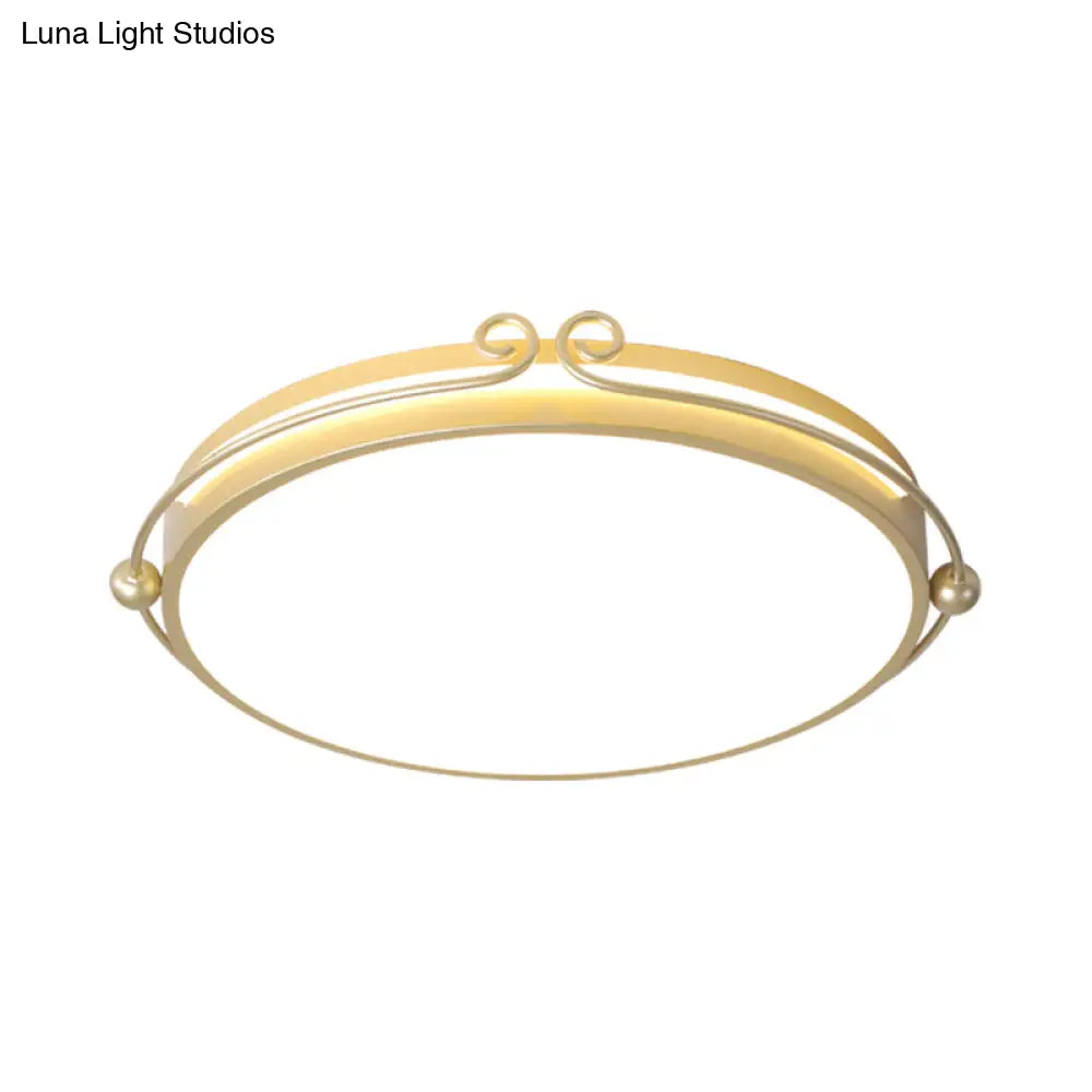 Modernist Acrylic Gold Led Flush Mount Ceiling Light For Bedroom With Curved Design - Warm/White
