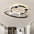 Modernist Acrylic Led Bedroom Ceiling Lamp - 16.5’/20.5’ W Oval Ring Flush Mount Light Black