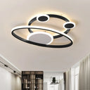 Modernist Acrylic Led Bedroom Ceiling Lamp - 16.5’/20.5’ W Oval Ring Flush Mount Light Black