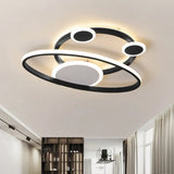 Modernist Acrylic Led Bedroom Ceiling Lamp - 16.5’/20.5’ W Oval Ring Flush Mount Light Black
