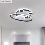 Modernist Acrylic Led Bedroom Ceiling Lamp - 16.5’/20.5’ W Oval Ring Flush Mount Light Black