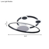 Modernist Acrylic Led Bedroom Ceiling Lamp - 16.5’/20.5’ W Oval Ring Flush Mount Light Black