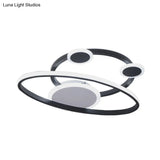 Modernist Acrylic Led Bedroom Ceiling Lamp - 16.5’/20.5’ W Oval Ring Flush Mount Light Black
