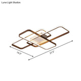 Modernist Acrylic Led Brown Ceiling Light Fixture - Rectangle Flushmount Warm/White 27.5’/41’ Wide