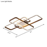 Modernist Acrylic Led Brown Ceiling Light Fixture - Rectangle Flushmount Warm/White 27.5’/41’ Wide