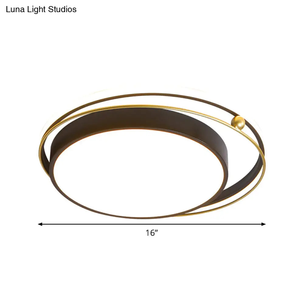 Modernist Acrylic Led Flush Mount Light Black/Gold 16’/19.5’ Ceiling Fixture