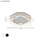 Modernist Acrylic Square Frame Flush Mount Lamp: 20.5’/25’ Wide Black/White Led Ceiling Fixture
