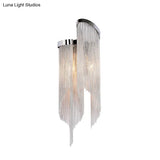 Modernist Aluminum Tassel Wall Sconce Light In Gold/Silver For Living Room