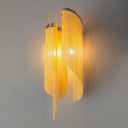 Modernist Aluminum Wall Light Sconce With Tassel Chain - 2 Bulbs Mounted Lamp For Living Room Gold