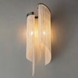 Modernist Aluminum Wall Light Sconce With Tassel Chain - 2 Bulbs Mounted Lamp For Living Room Silver