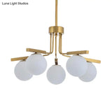 Modernist Ball White Glass Chandelier - 5/8 Lights Led Gold Ceiling Lamp Fixture