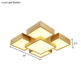 Modernist Beige Flush Mount 26’/31.5’ Led Wood Ceiling Light Fixture