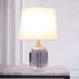 Modernist Beveled Crystal 1-Head White Desk Lamp - Small Oblong Table Light 11/13 Wide / 11