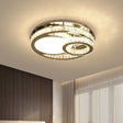 Modernist Beveled Crystal Led Ceiling Light: Round 19.5’/23.5’ Wide Chrome Semi Flush In