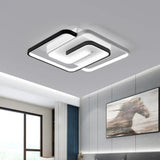 Modernist Black And White Led Flush Mount Ceiling Light For Bedroom 18/21.5 Wide