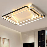 Modernist Black And White Led Flush Mount Light - 18’/22’/31.5’ Wide Acrylic Shade