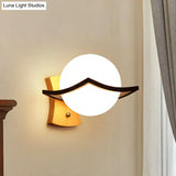 Modernist Black Ball Sconce: 1 Light White Glass Wall For Bedroom