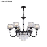 Modernist Black Conical Crystal Prisms Chandelier With Curved Arm - 3/6 Heads Drop Pendant