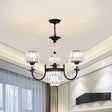 Modernist Black Conical Crystal Prisms Chandelier With Curved Arm - 3/6 Heads Drop Pendant 3 /