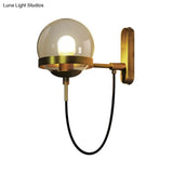 Modernist Black/Gold Rope Wall Sconce With Smoke Glass - 1 Light