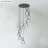 Modernist Black Hexagon Cage Pendant Lamp With Spiral Design - Metal Multiple Hanging Light