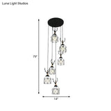 Modernist Black Hexagon Cage Pendant Lamp With Spiral Design - Metal Multiple Hanging Light