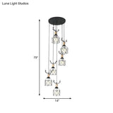 Modernist Black Hexagon Cage Pendant Lamp With Spiral Design - Metal Multiple Hanging Light