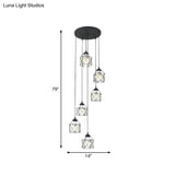 Modernist Black Hexagon Cage Pendant Lamp With Spiral Design - Metal Multiple Hanging Light
