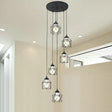 Modernist Black Hexagon Cage Pendant Lamp With Spiral Design - Metal Multiple Hanging Light 6 / A
