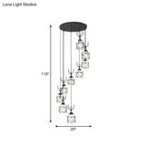 Modernist Black Hexagon Cage Pendant Lamp With Spiral Design - Metal Multiple Hanging Light