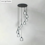 Modernist Black Hexagon Cage Pendant Lamp With Spiral Design - Metal Multiple Hanging Light
