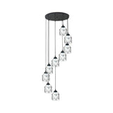 Modernist Black Hexagon Cage Pendant Lamp With Spiral Design - Metal Multiple Hanging Light 9 / A