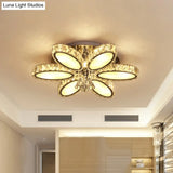 Modernist Blossom Chrome Flushmount Light With Clear Crystal 6/8 Heads - Ideal For Living Room