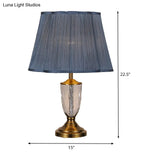 Modernist Blue Crystal Fabric Table Light Desk Lamp Hand-Cut 1 Bulb