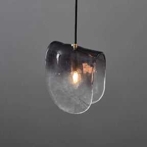 Modernist Brass Pendant Lighting With Curve Water Glass Ceiling Light - Ideal For Restaurants